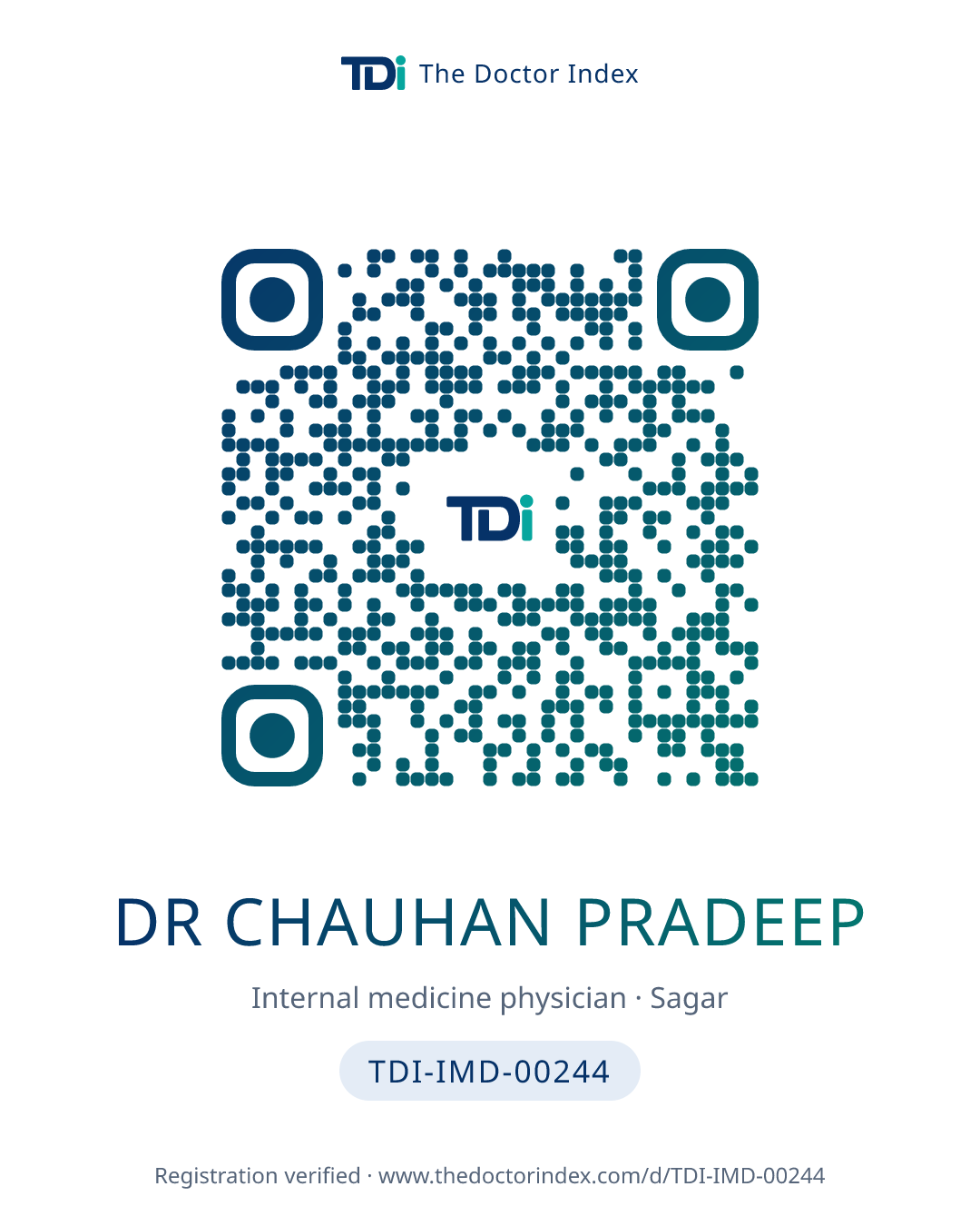 QR card for Dr Chauhan Pradeep, TDI-IMD-00244