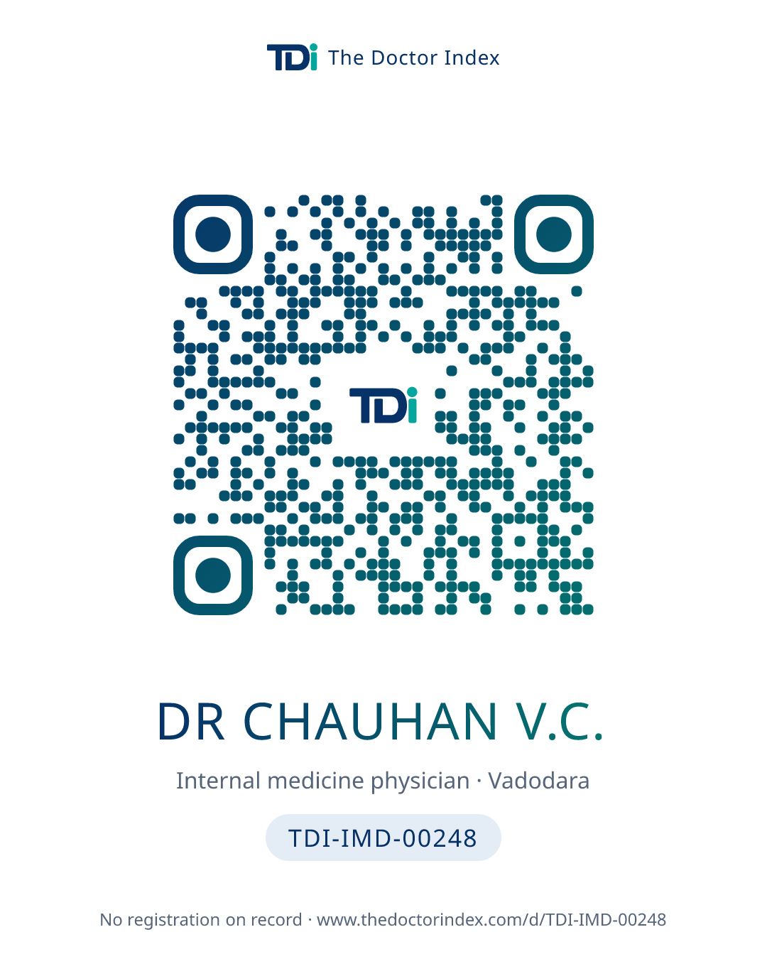 QR card for Dr Chauhan V.C., TDI-IMD-00248