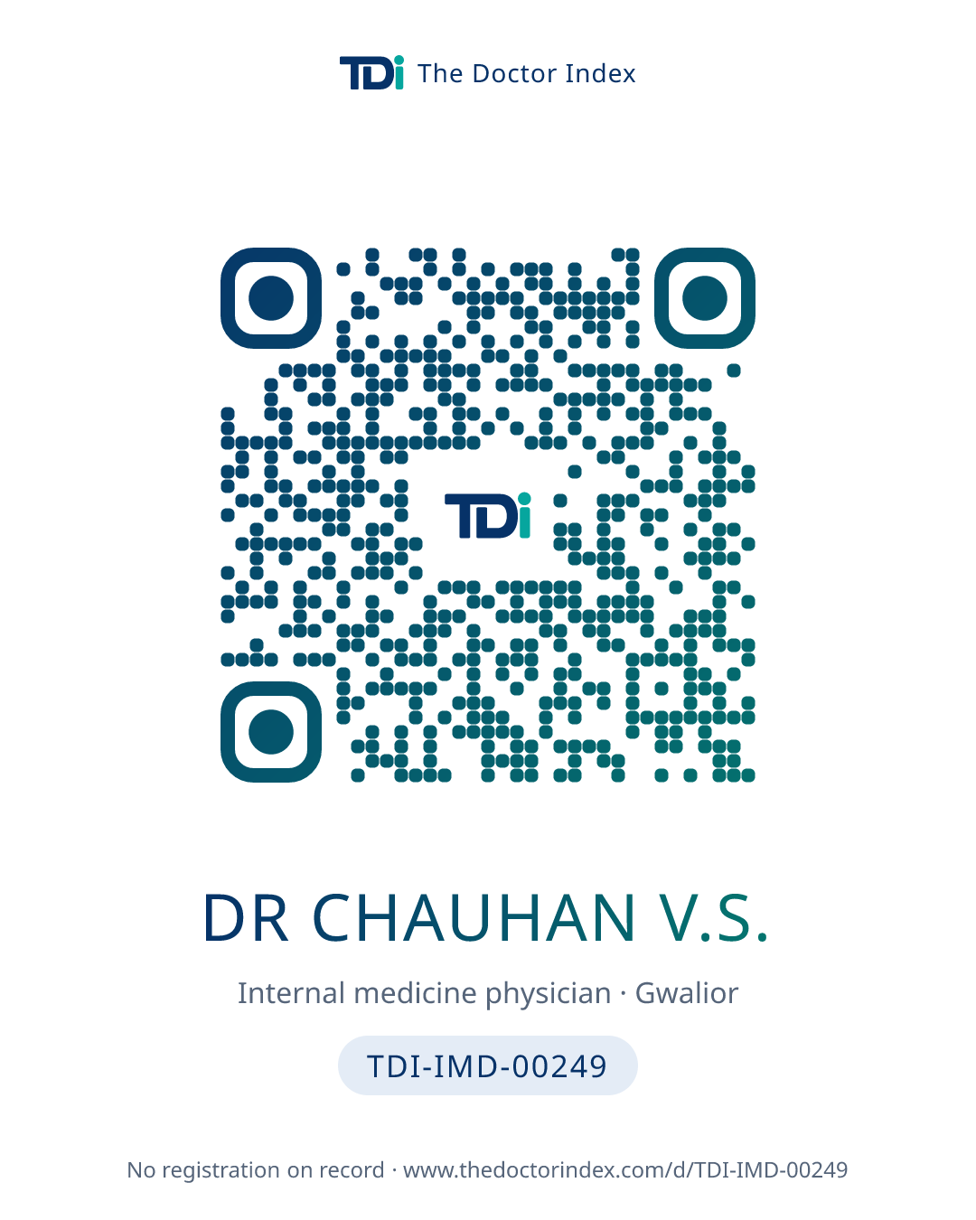QR card for Dr Chauhan V.S., TDI-IMD-00249