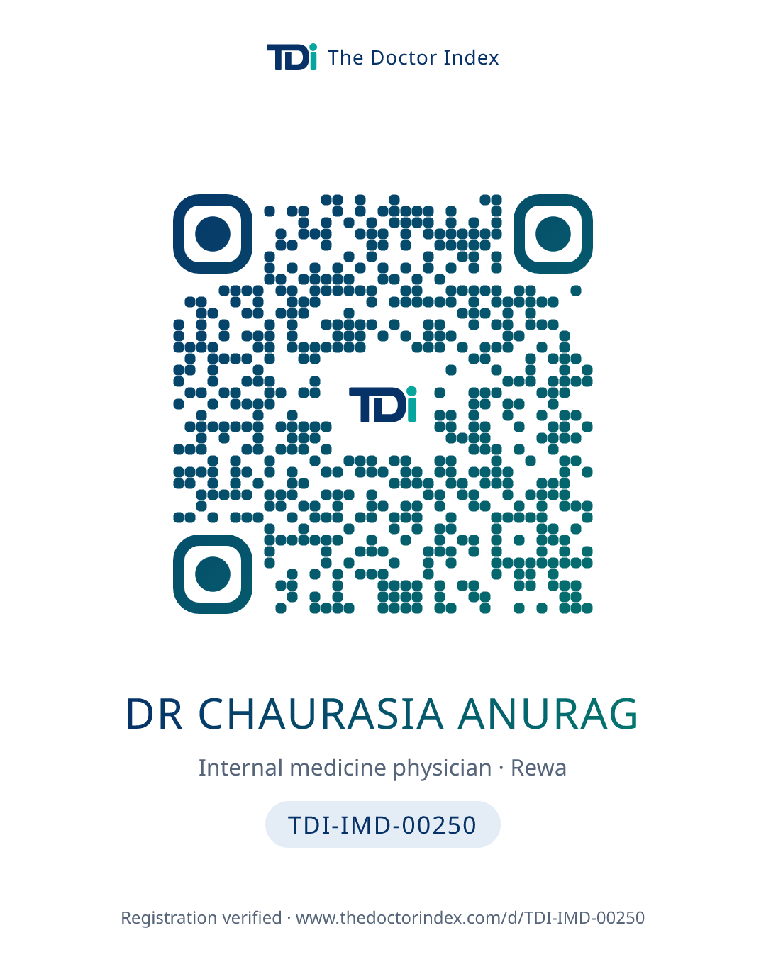 QR card for Dr Chaurasia Anurag, TDI-IMD-00250