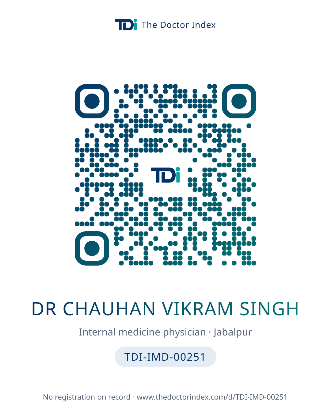QR card for Dr Chauhan Vikram Singh, TDI-IMD-00251