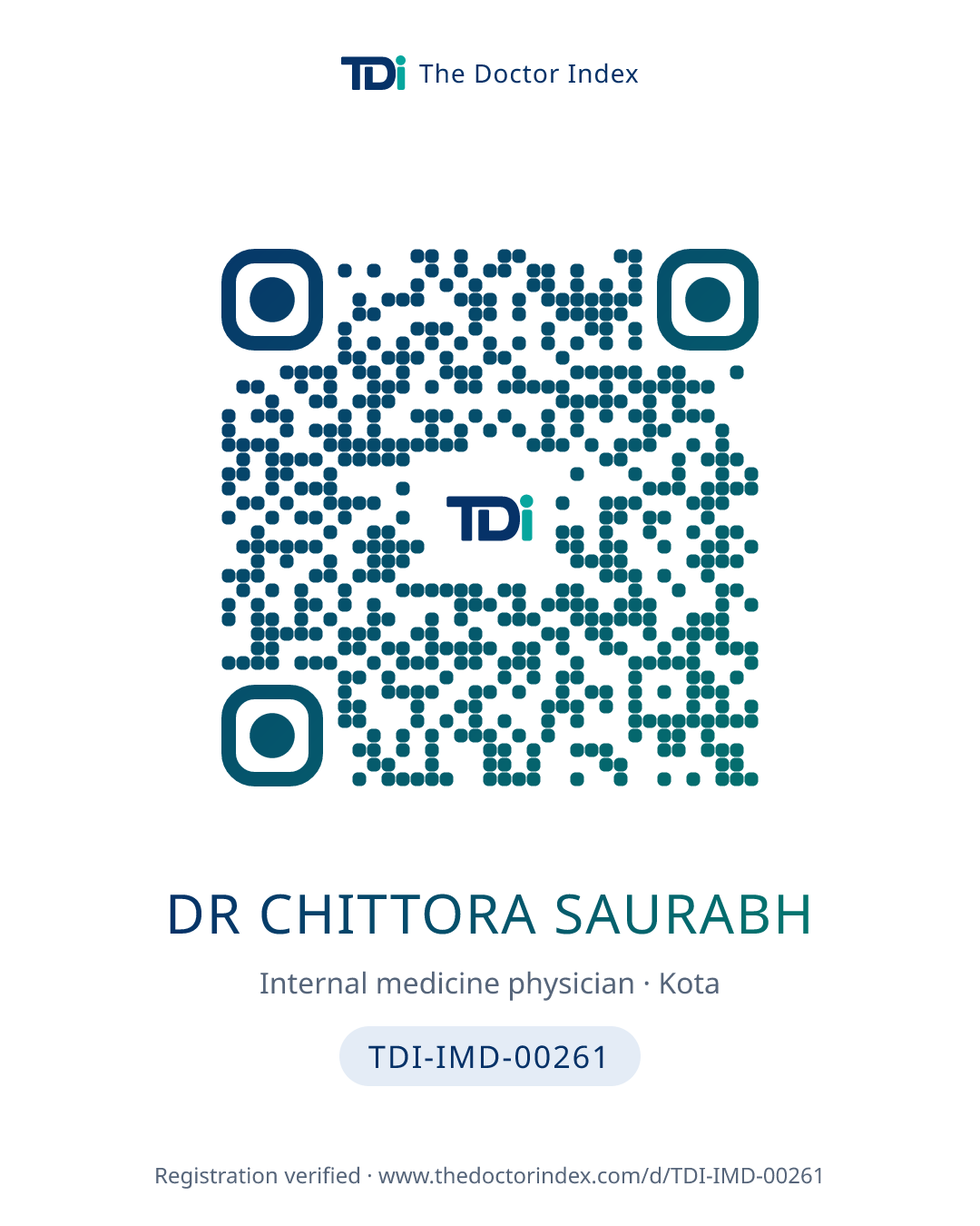 QR card for Dr Chittora Saurabh, TDI-IMD-00261
