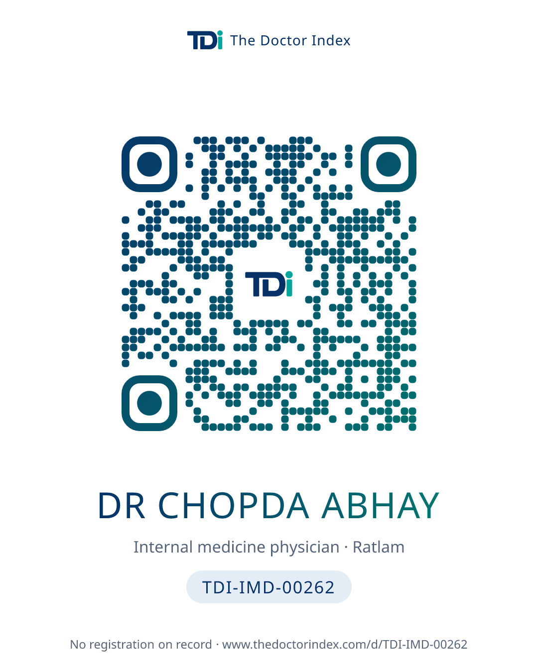 QR card for Dr Chopda Abhay, TDI-IMD-00262