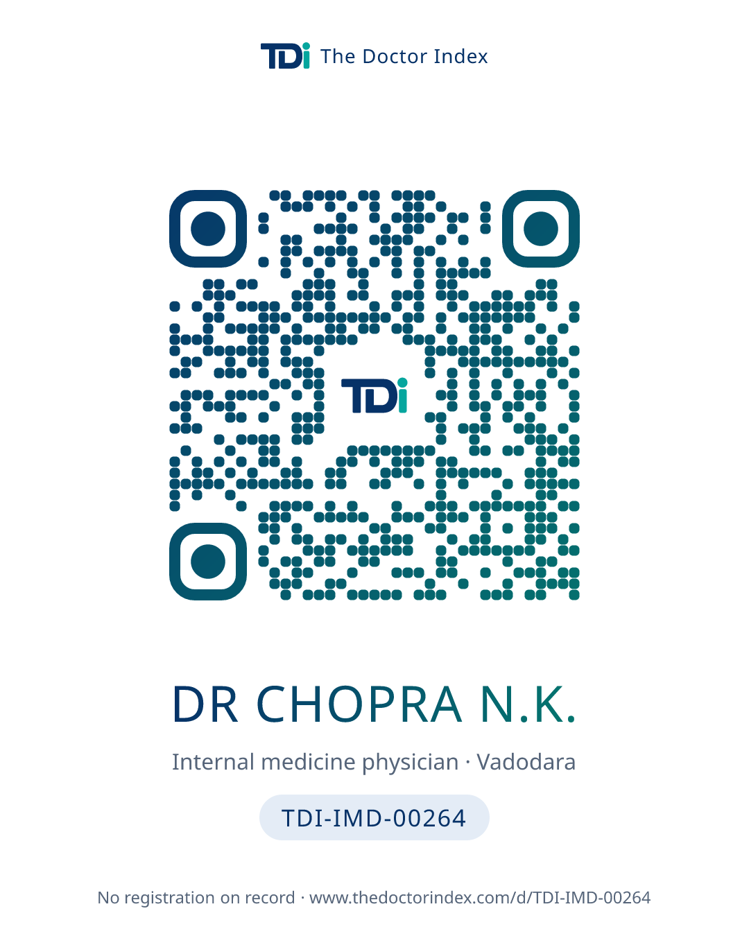 QR card for Dr Chopra N.K., TDI-IMD-00264