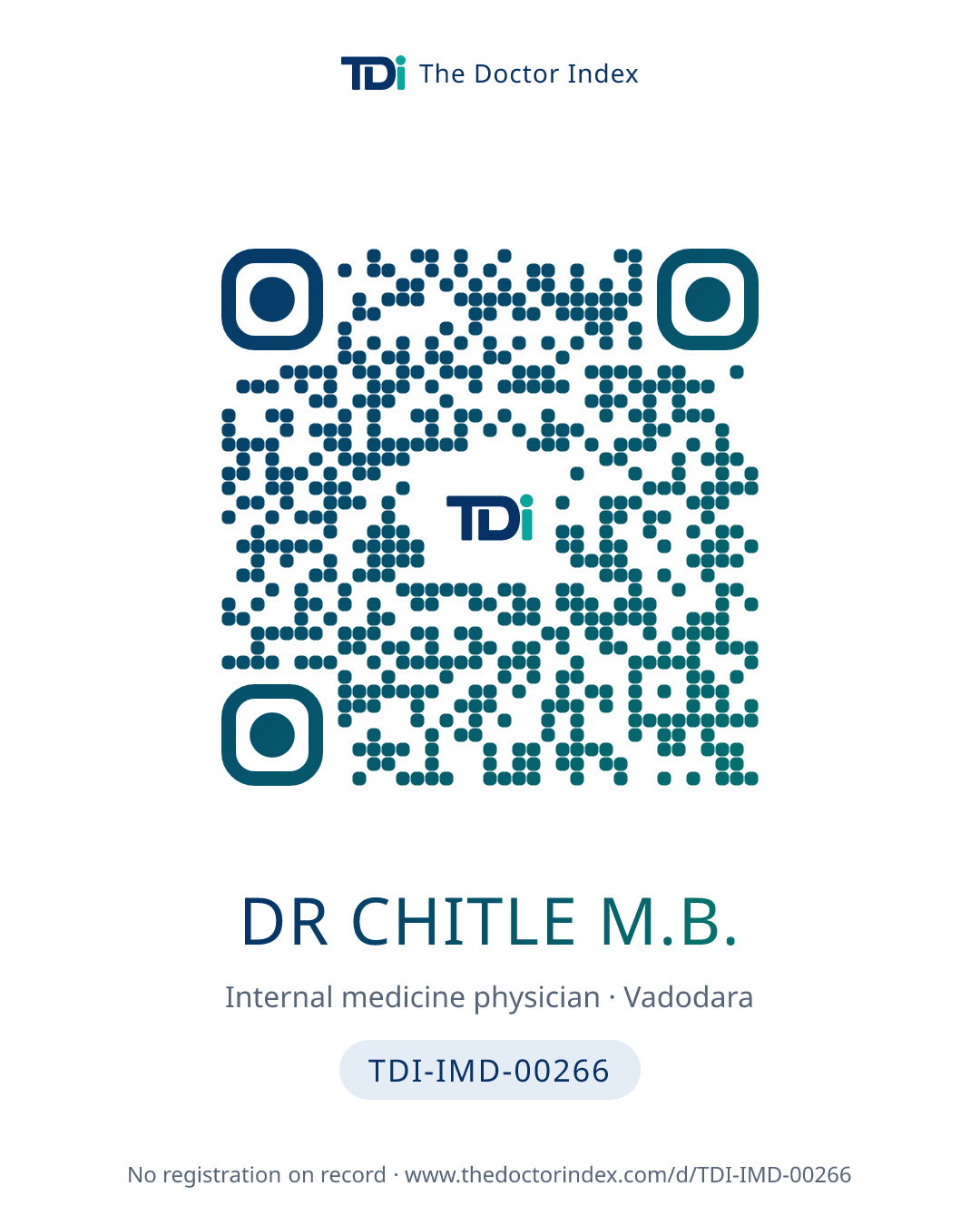 QR card for Dr Chitle M.B., TDI-IMD-00266