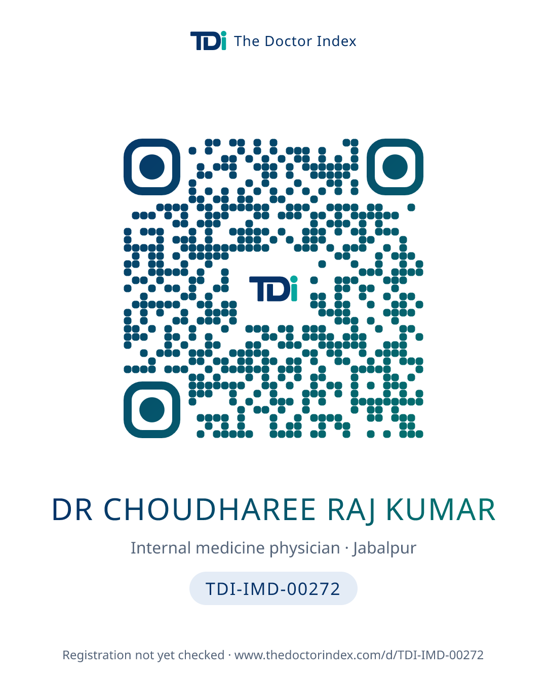 QR card for Dr Choudharee Raj Kumar, TDI-IMD-00272
