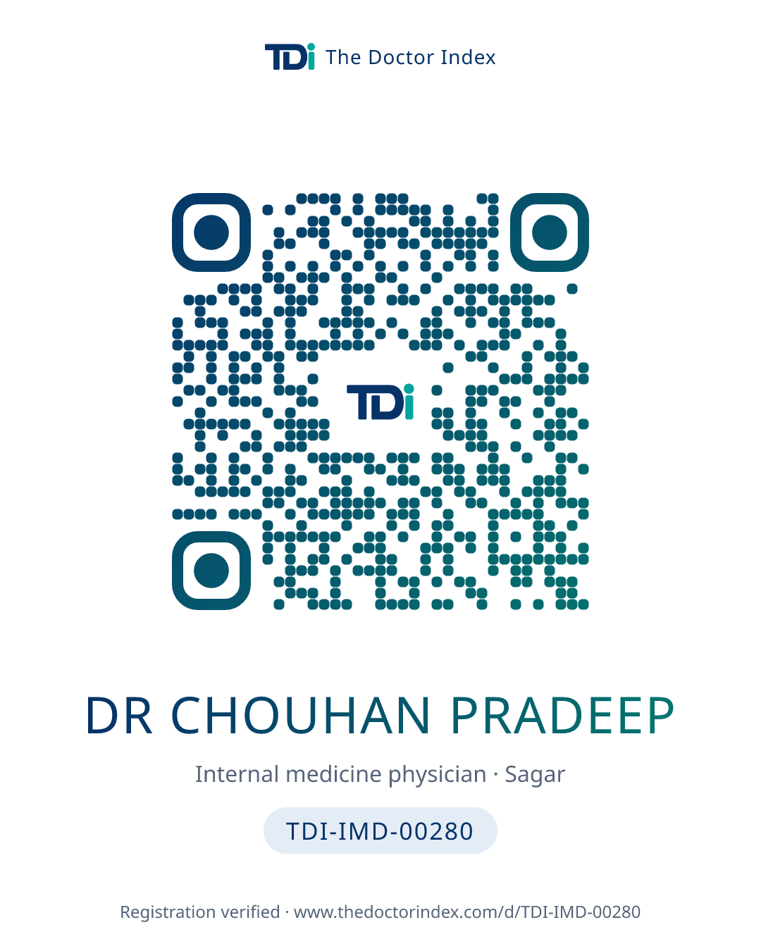 QR card for Dr Chouhan Pradeep, TDI-IMD-00280