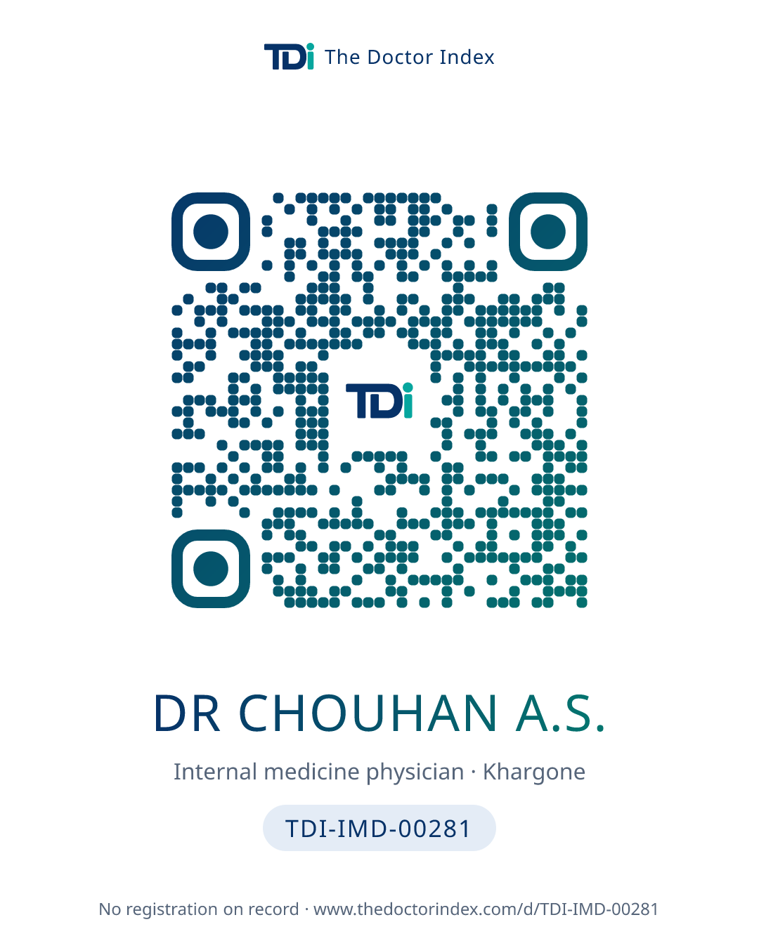 QR card for Dr Chouhan A.S., TDI-IMD-00281