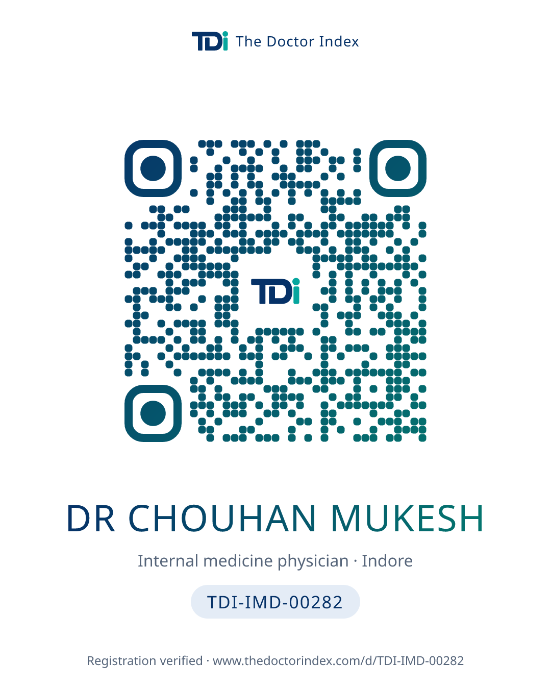 QR card for Dr Chouhan Mukesh, TDI-IMD-00282
