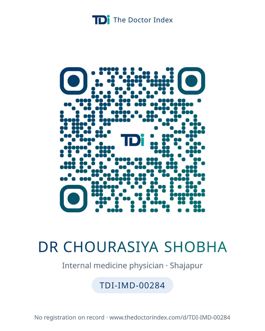 QR card for Dr Chourasiya Shobha, TDI-IMD-00284