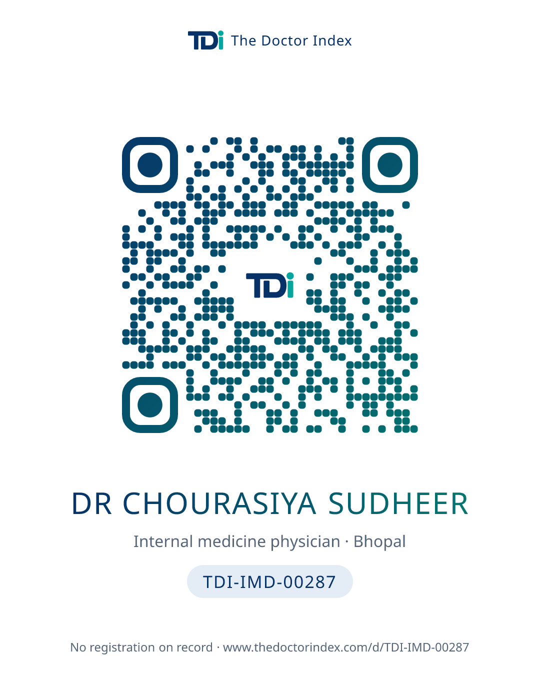 QR card for Dr Chourasiya Sudheer, TDI-IMD-00287