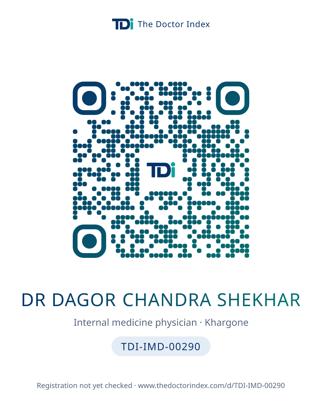 QR card for Dr Dagor Chandra Shekhar, TDI-IMD-00290