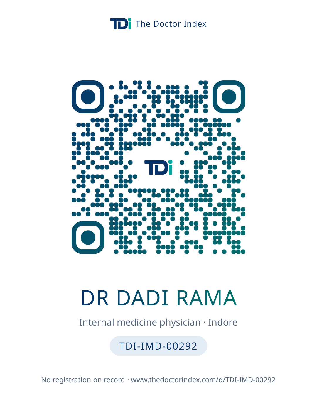 QR card for Dr Dadi Rama, TDI-IMD-00292