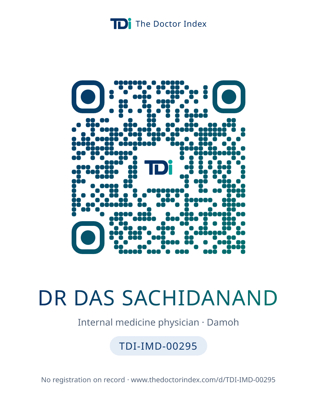 QR card for Dr Das Sachidanand, TDI-IMD-00295