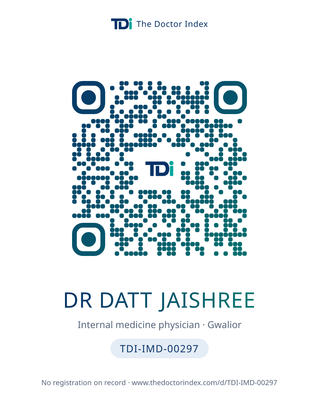 QR card for Dr Datt Jaishree, TDI-IMD-00297