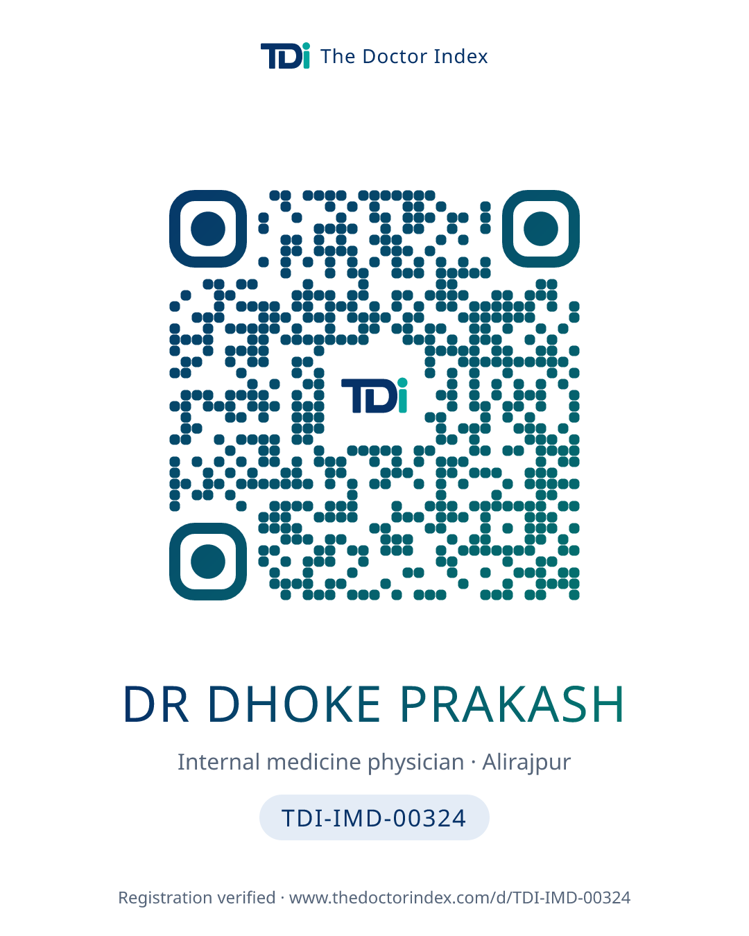 QR card for Dr Dhoke Prakash, TDI-IMD-00324