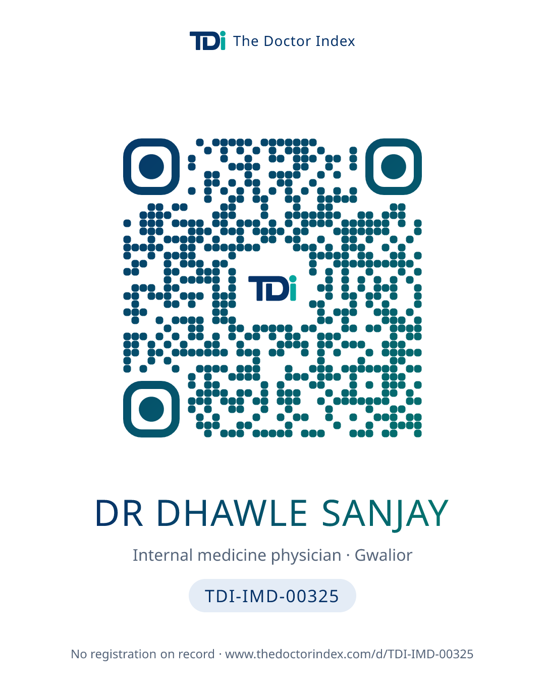QR card for Dr Dhawle Sanjay, TDI-IMD-00325