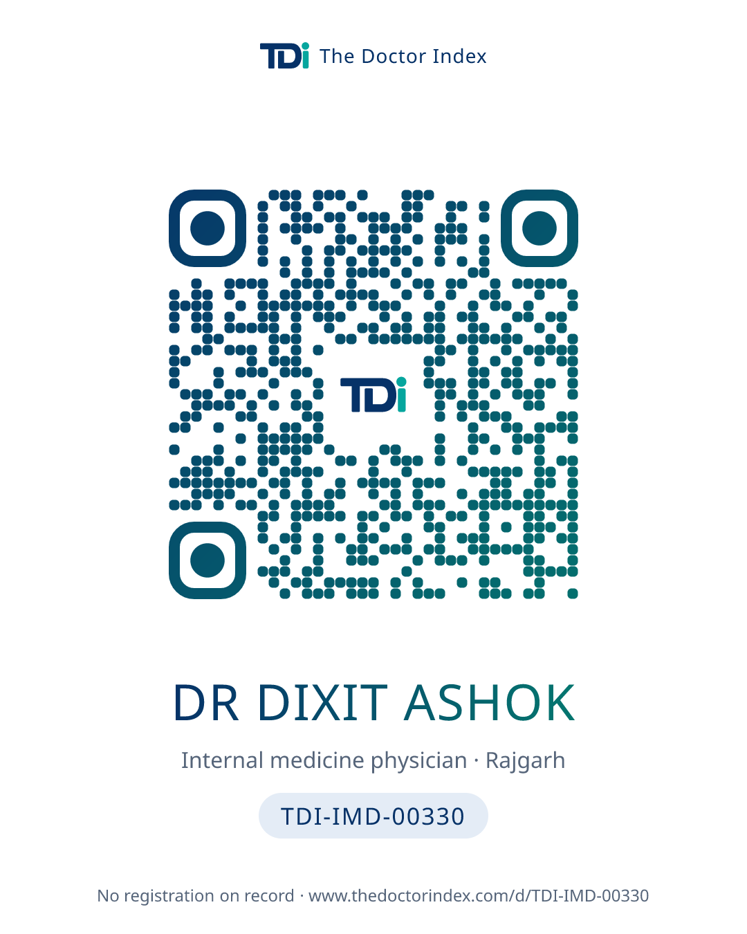 QR card for Dr Dixit Ashok, TDI-IMD-00330