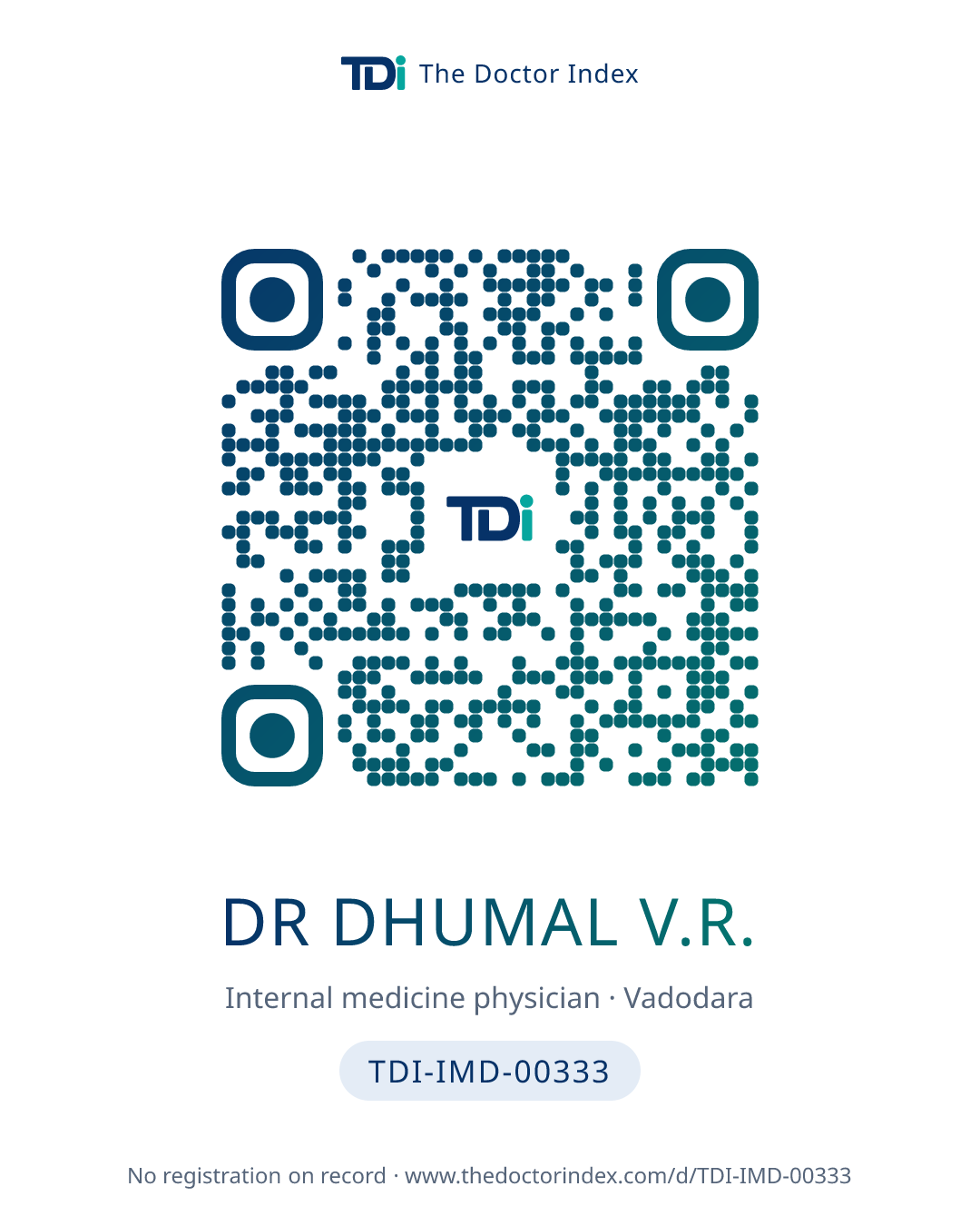 QR card for Dr Dhumal V.R., TDI-IMD-00333