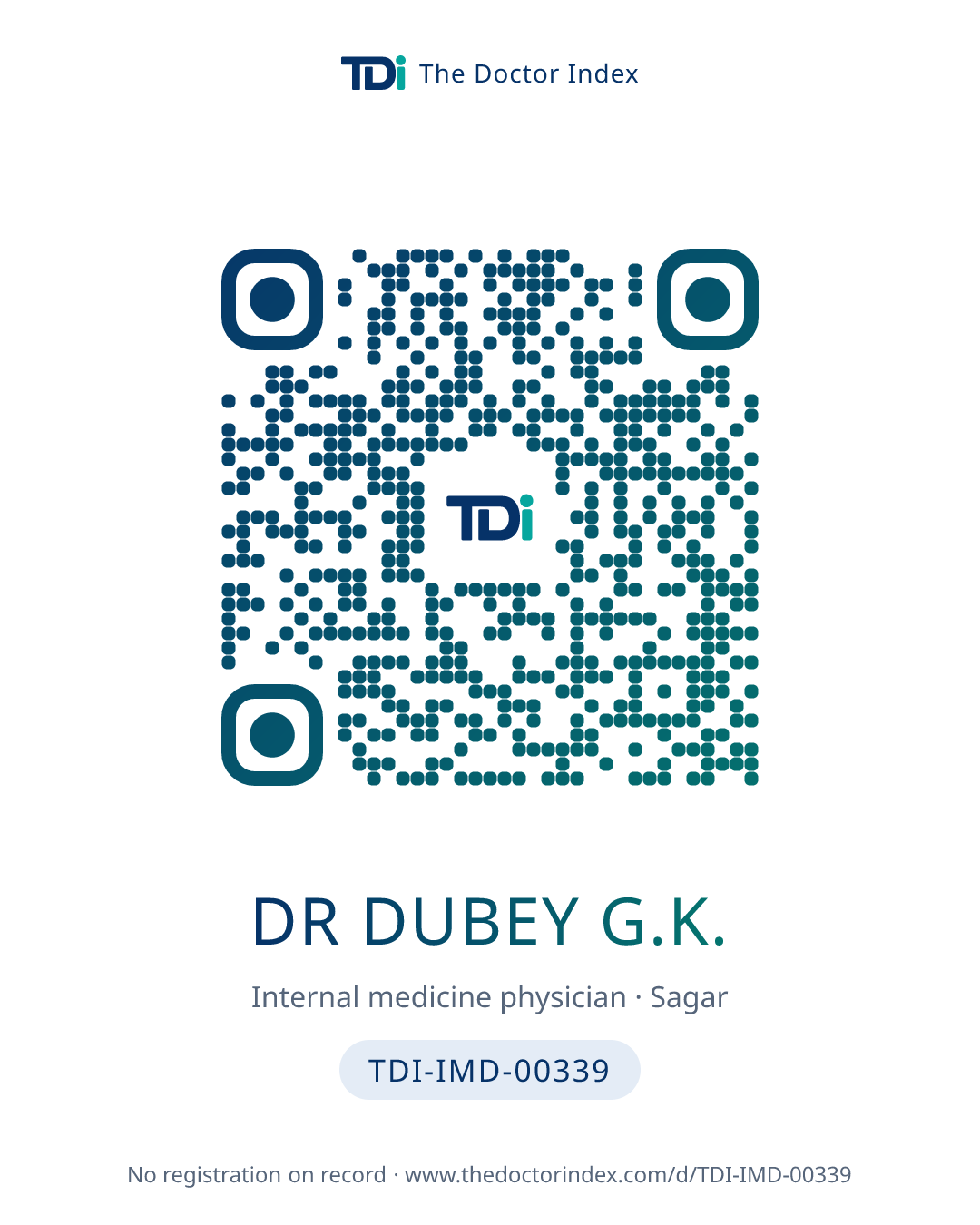 QR card for Dr Dubey G.K., TDI-IMD-00339