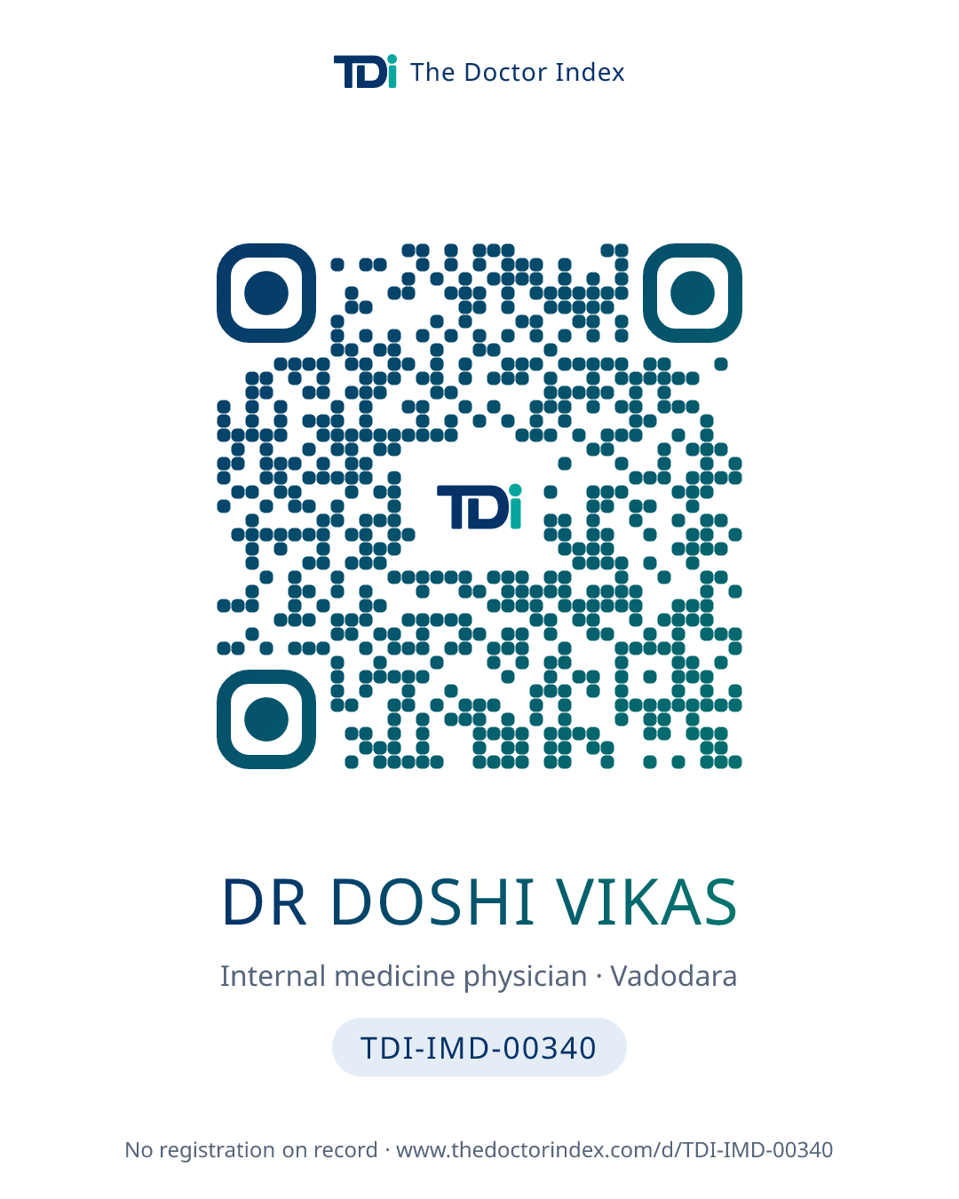 QR card for Dr Doshi Vikas, TDI-IMD-00340