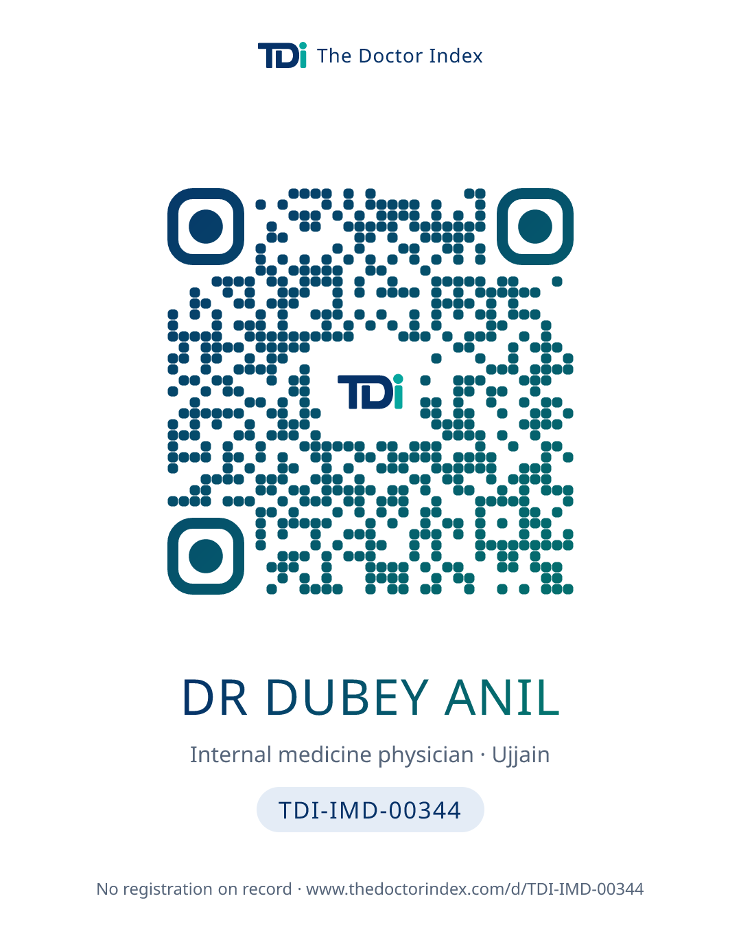 QR card for Dr Dubey Anil, TDI-IMD-00344