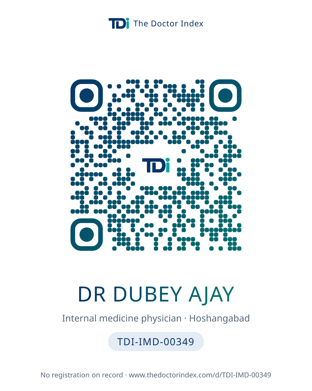 QR card for Dr Dubey Ajay, TDI-IMD-00349