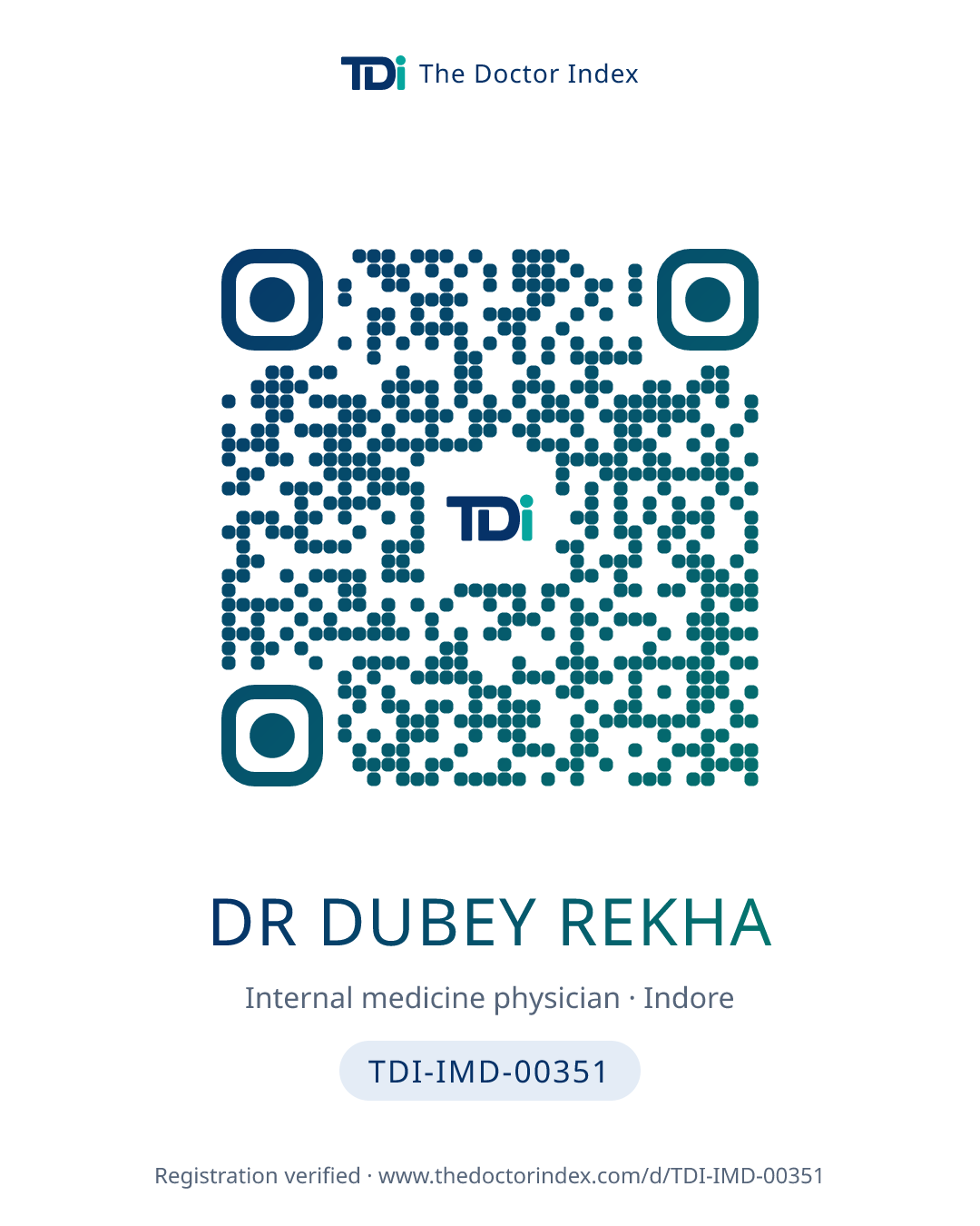QR card for Dr Dubey Rekha, TDI-IMD-00351