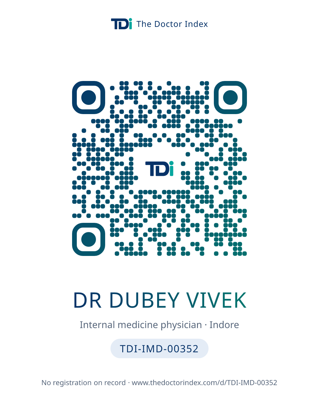 QR card for Dr Dubey Vivek, TDI-IMD-00352