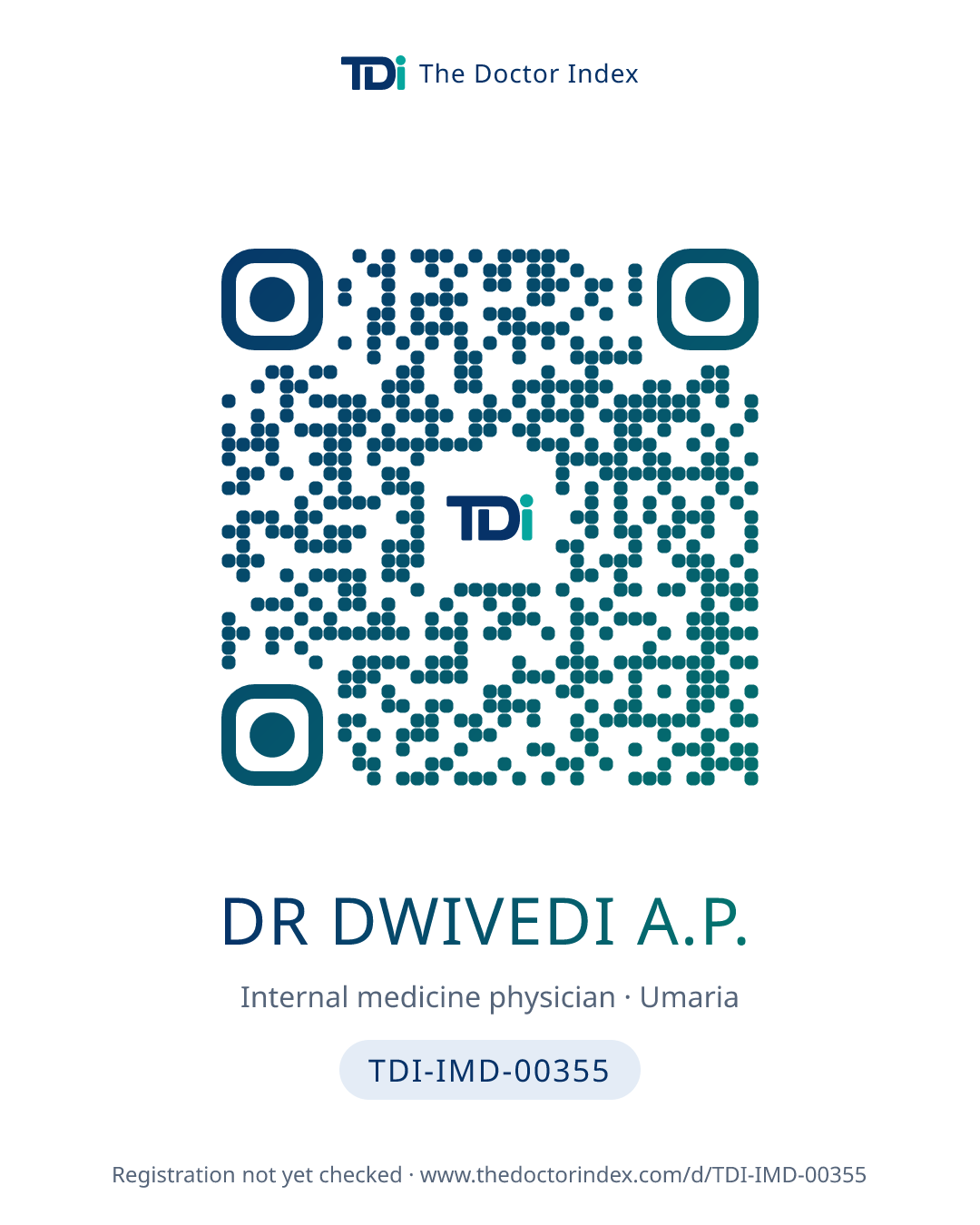 QR card for Dr Dwivedi A.P., TDI-IMD-00355