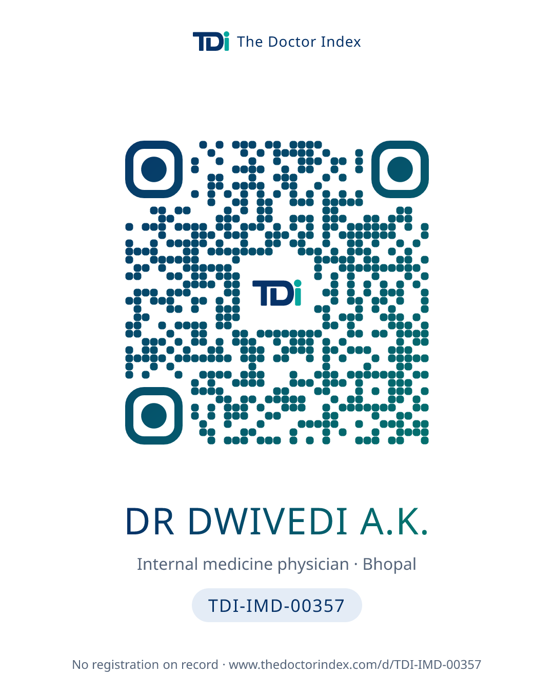 QR card for Dr Dwivedi A.K., TDI-IMD-00357