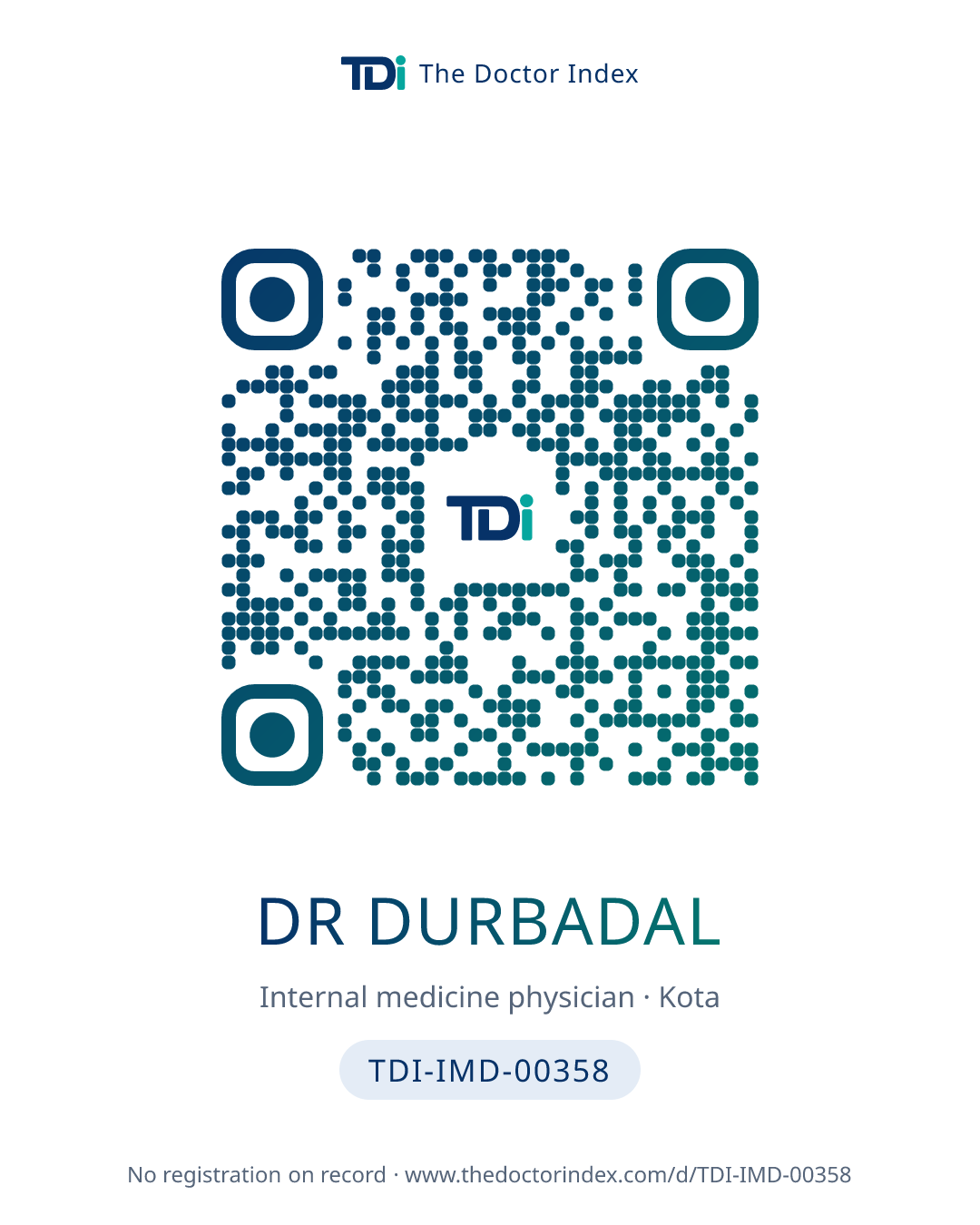 QR card for Dr Durbadal, TDI-IMD-00358