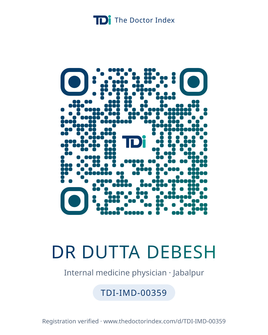 QR card for Dr Dutta Debesh, TDI-IMD-00359