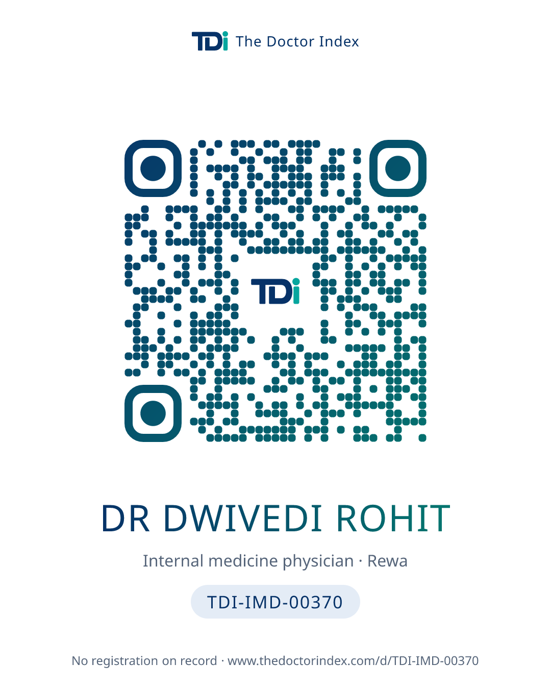 QR card for Dr Dwivedi Rohit, TDI-IMD-00370