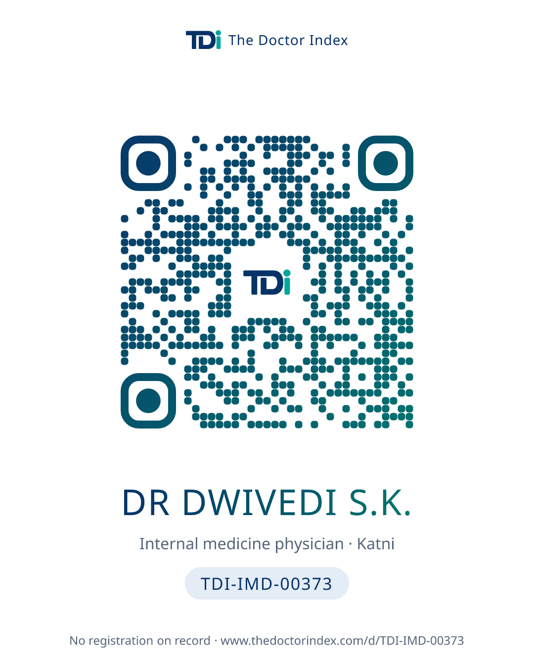 QR card for Dr Dwivedi S.K., TDI-IMD-00373