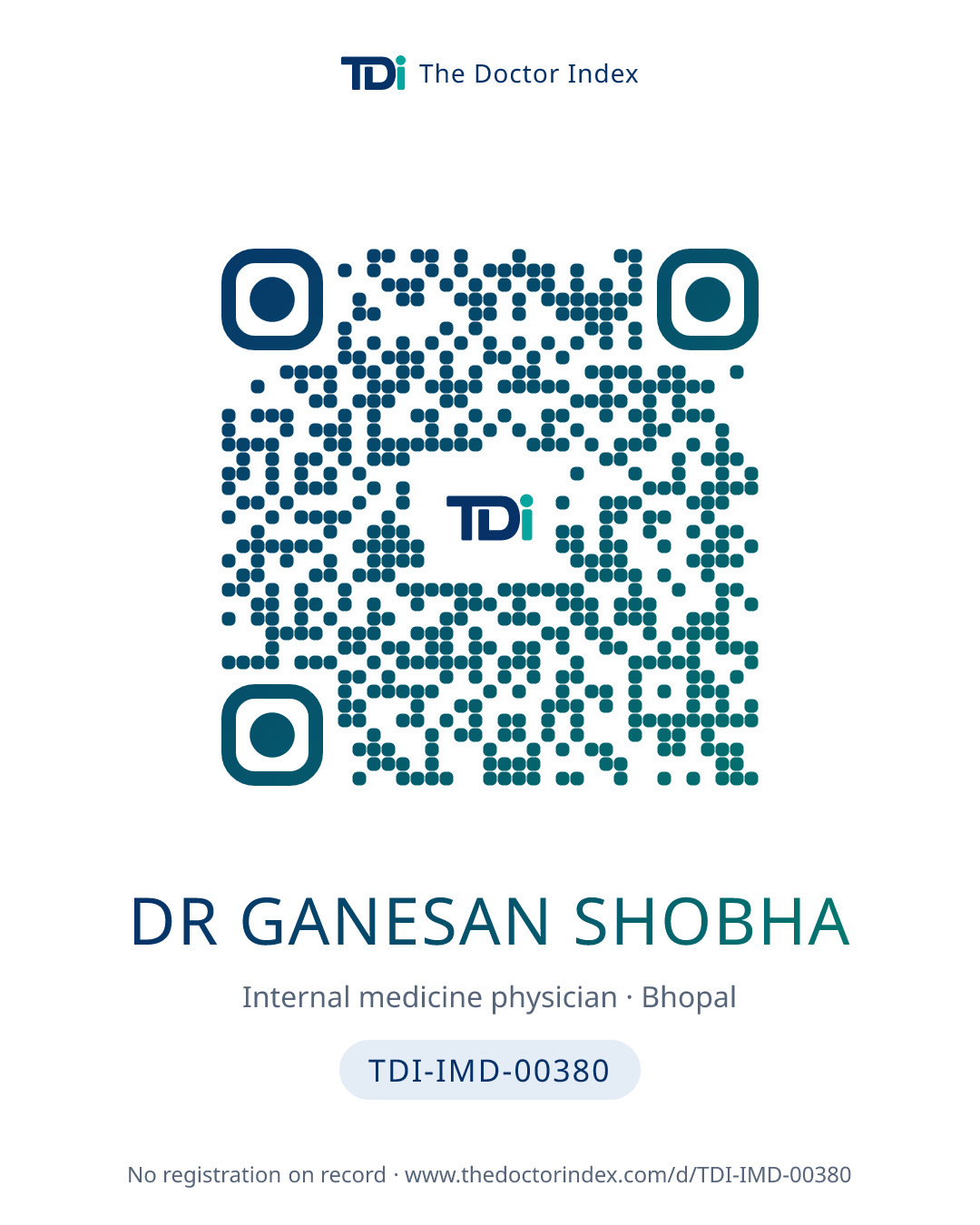 QR card for Dr Ganesan Shobha, TDI-IMD-00380