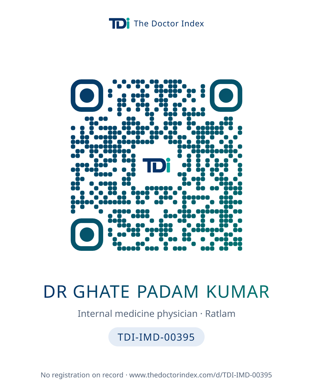 QR card for Dr Ghate Padam Kumar, TDI-IMD-00395