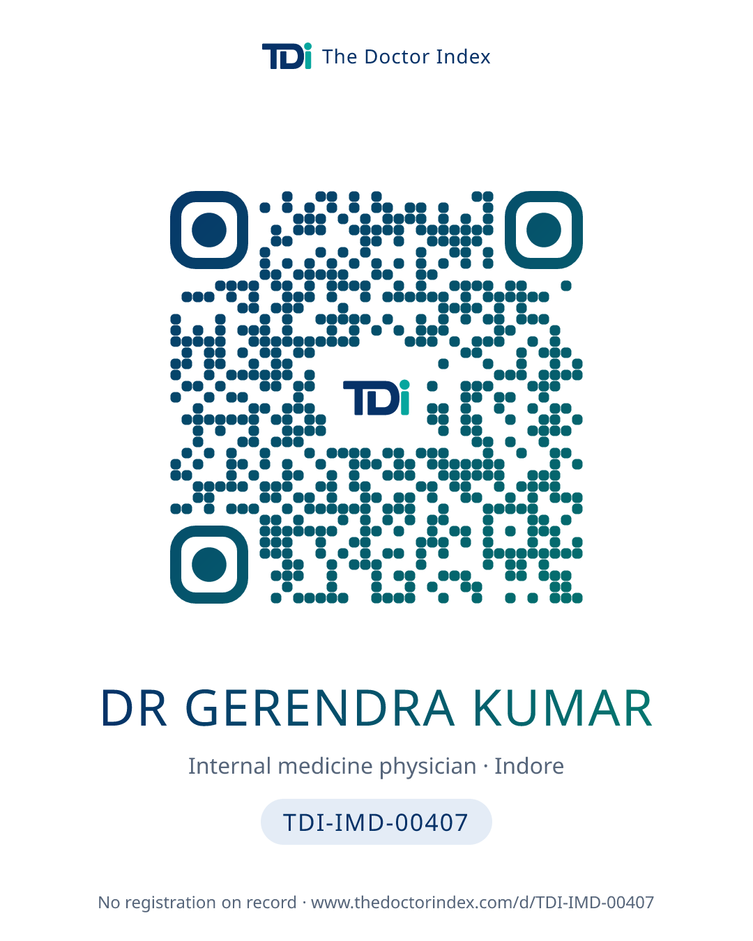 QR card for Dr Gerendra Kumar, TDI-IMD-00407