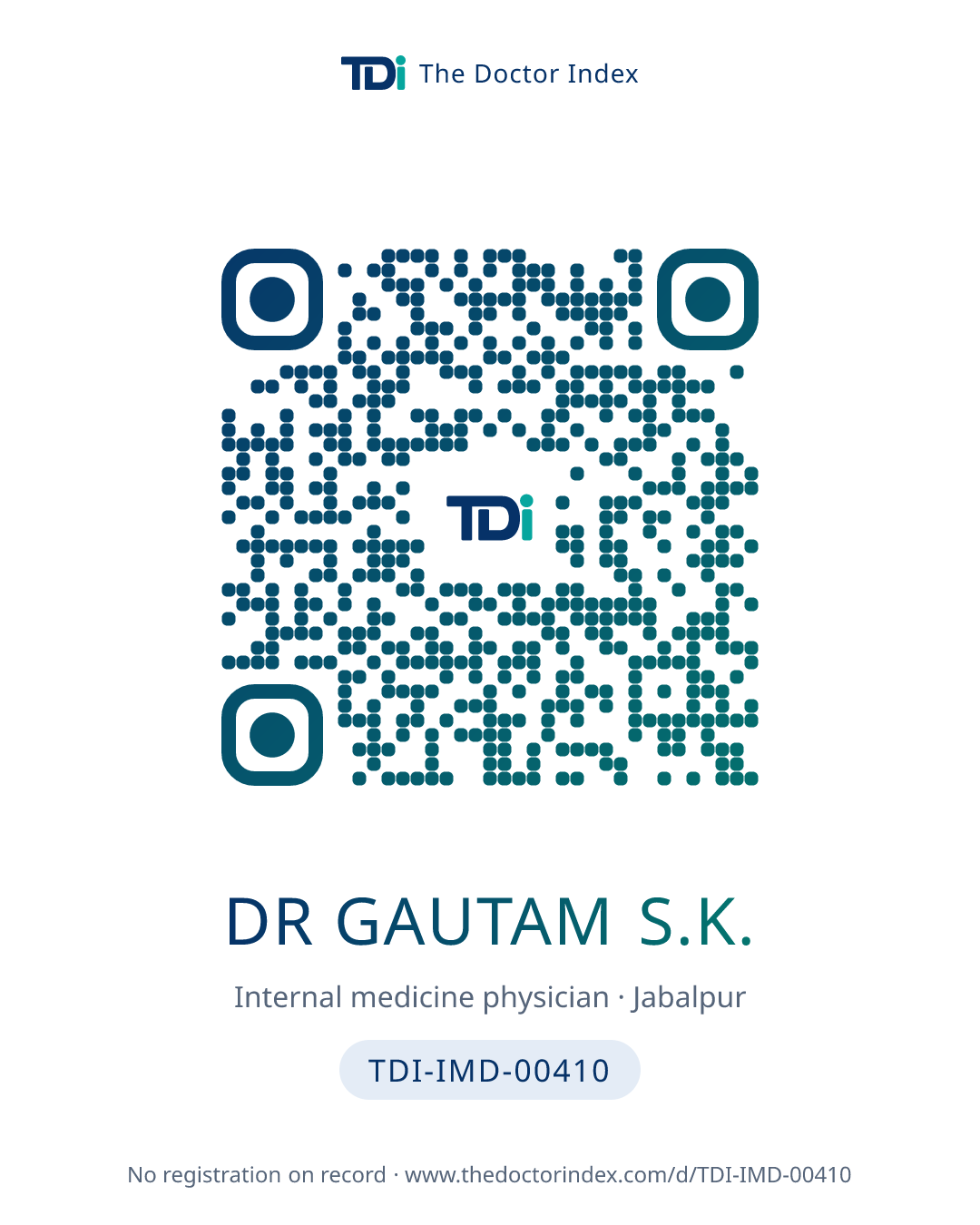 QR card for Dr Gautam S.K., TDI-IMD-00410