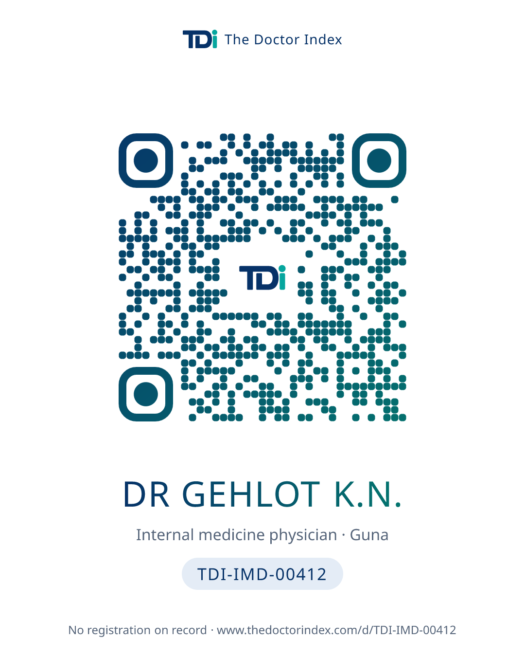 QR card for Dr Gehlot K.N., TDI-IMD-00412