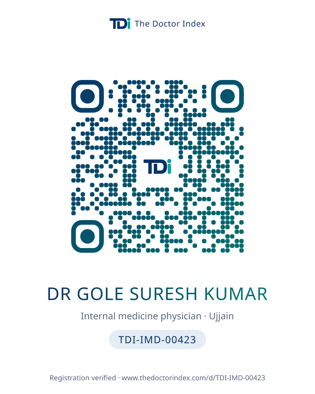 QR card for Dr Gole Suresh Kumar, TDI-IMD-00423