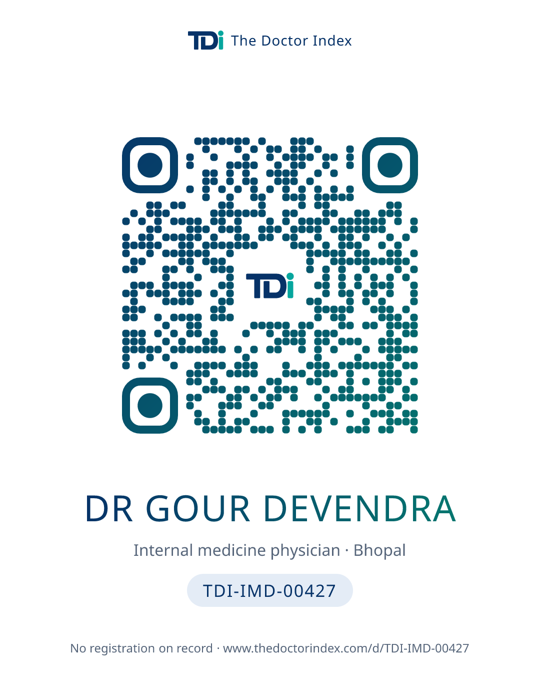 QR card for Dr Gour Devendra, TDI-IMD-00427