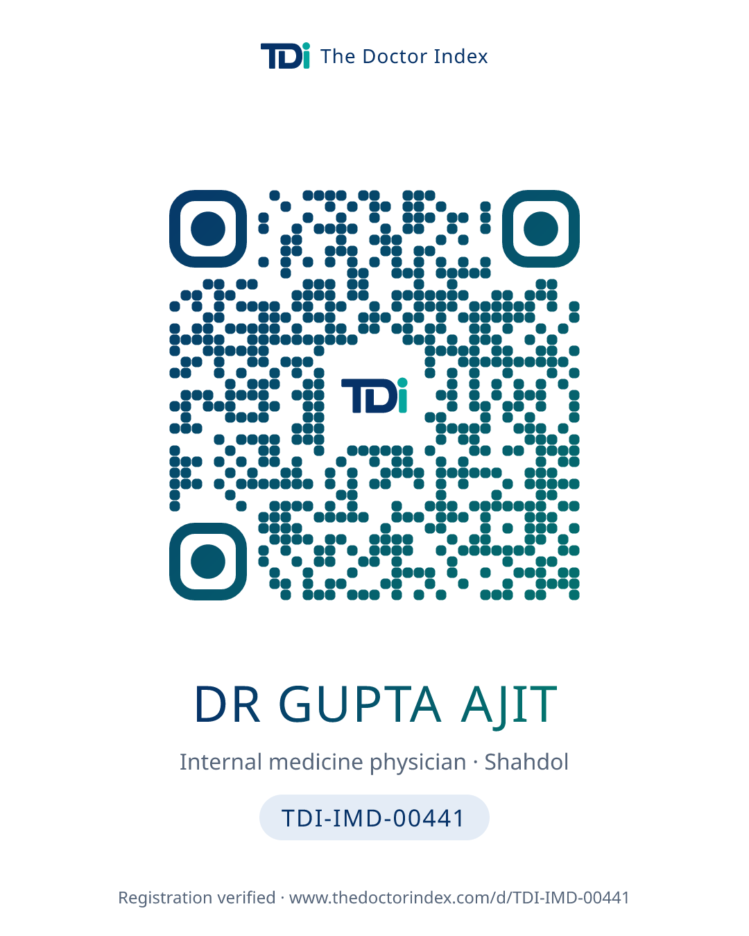 QR card for Dr Gupta Ajit, TDI-IMD-00441