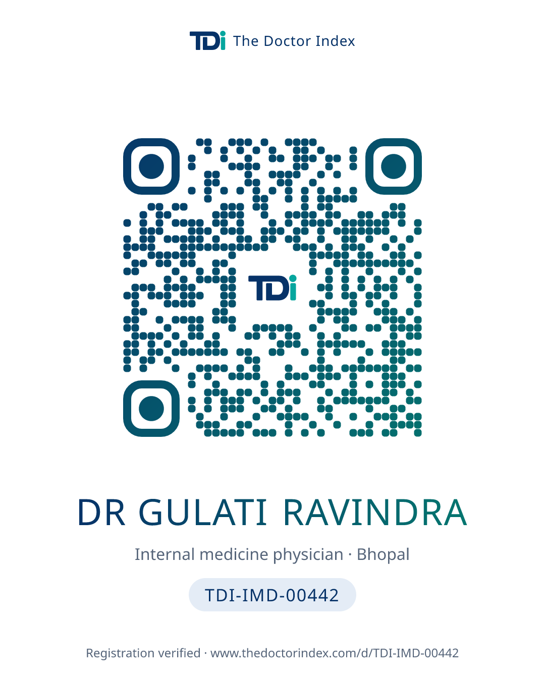 QR card for Dr Gulati Ravindra, TDI-IMD-00442