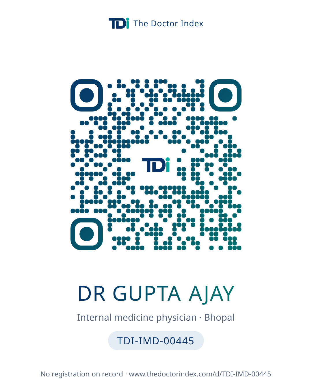QR card for Dr Gupta Ajay, TDI-IMD-00445