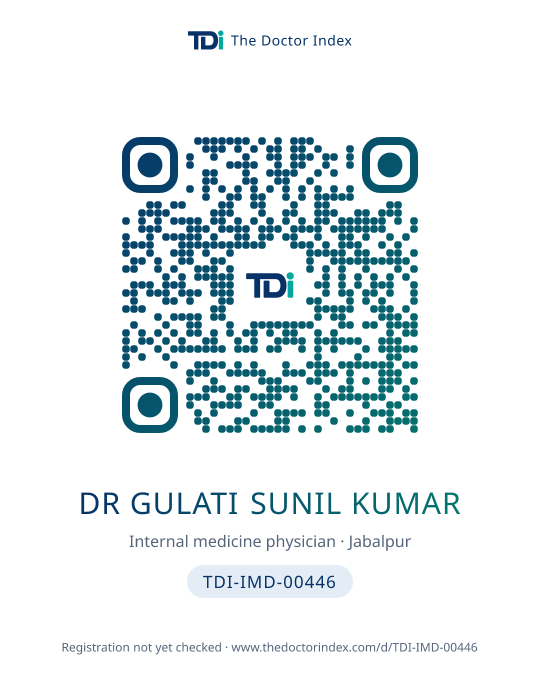 QR card for Dr Gulati Sunil Kumar, TDI-IMD-00446
