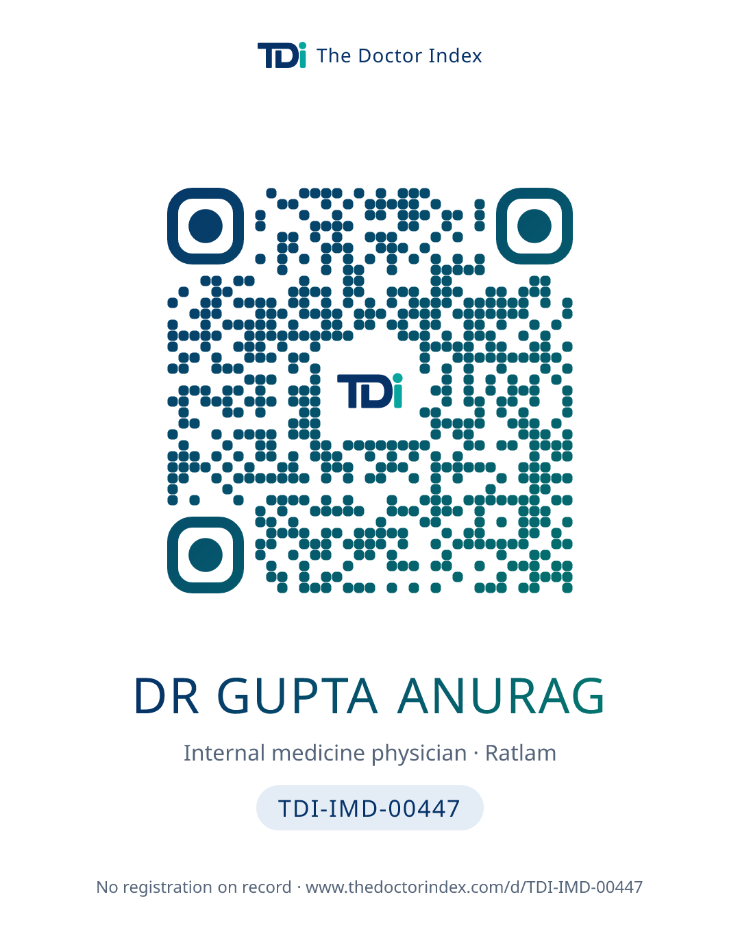 QR card for Dr Gupta Anurag, TDI-IMD-00447