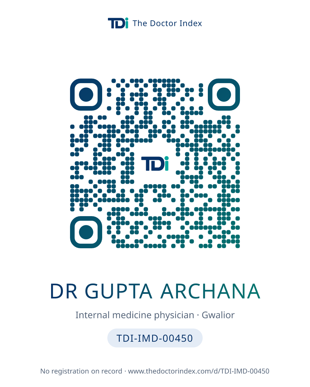QR card for Dr Gupta Archana, TDI-IMD-00450