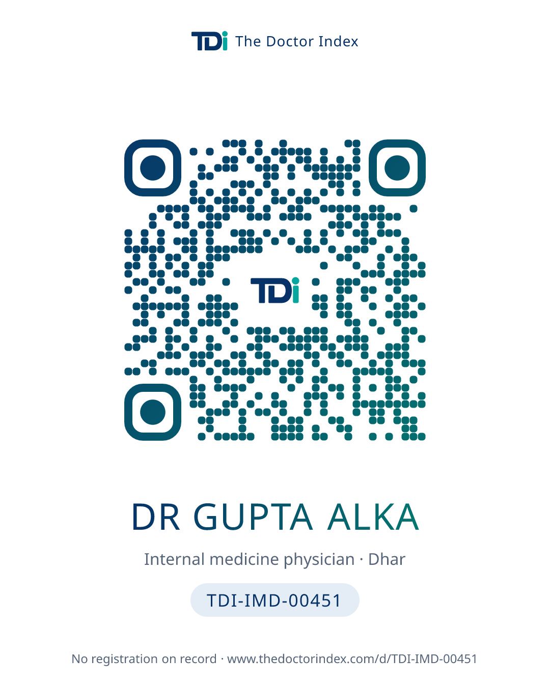 QR card for Dr Gupta Alka, TDI-IMD-00451