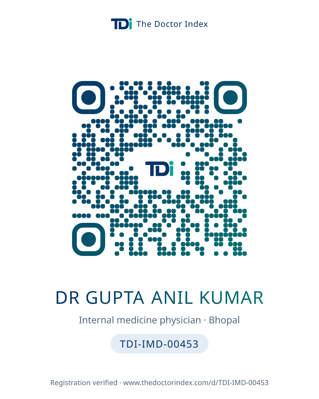 QR card for Dr Gupta Anil Kumar, TDI-IMD-00453